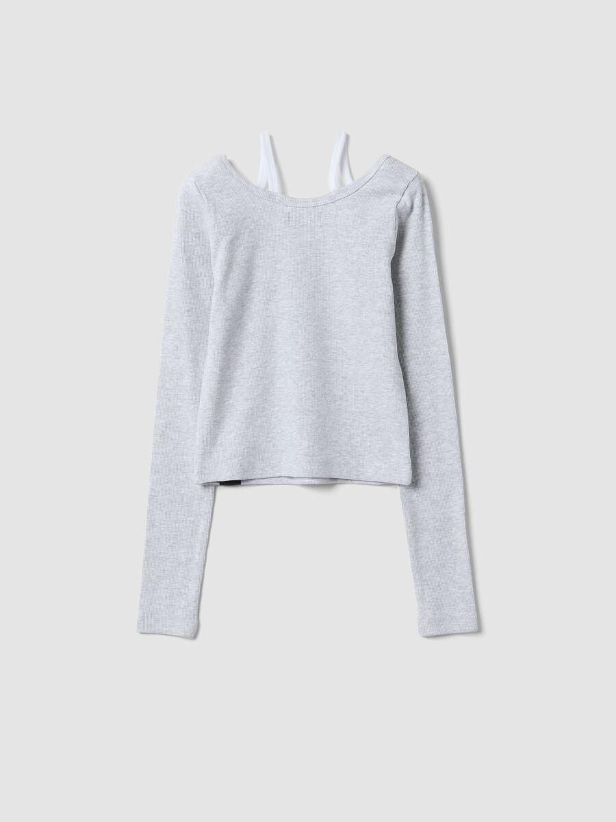 Grey stretch-cotton T-shirt with slim-fit straps_6