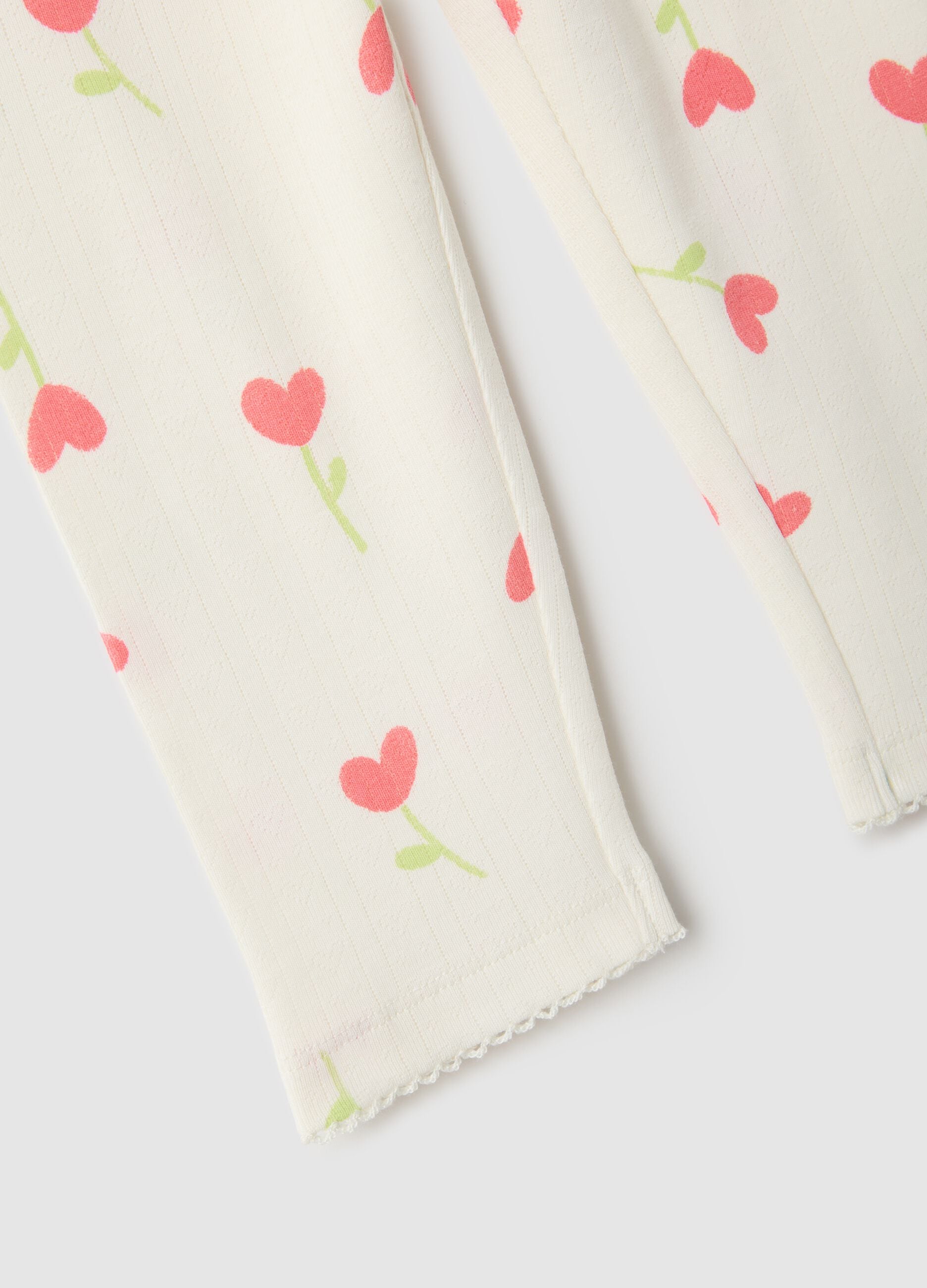 Multi-coloured regular fit pure cotton pyjamas with hearts for infants