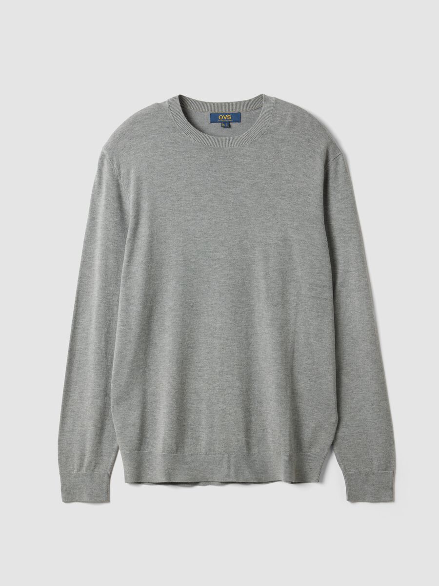 Grey crew-neck viscose-blend jumper, regular fit_0