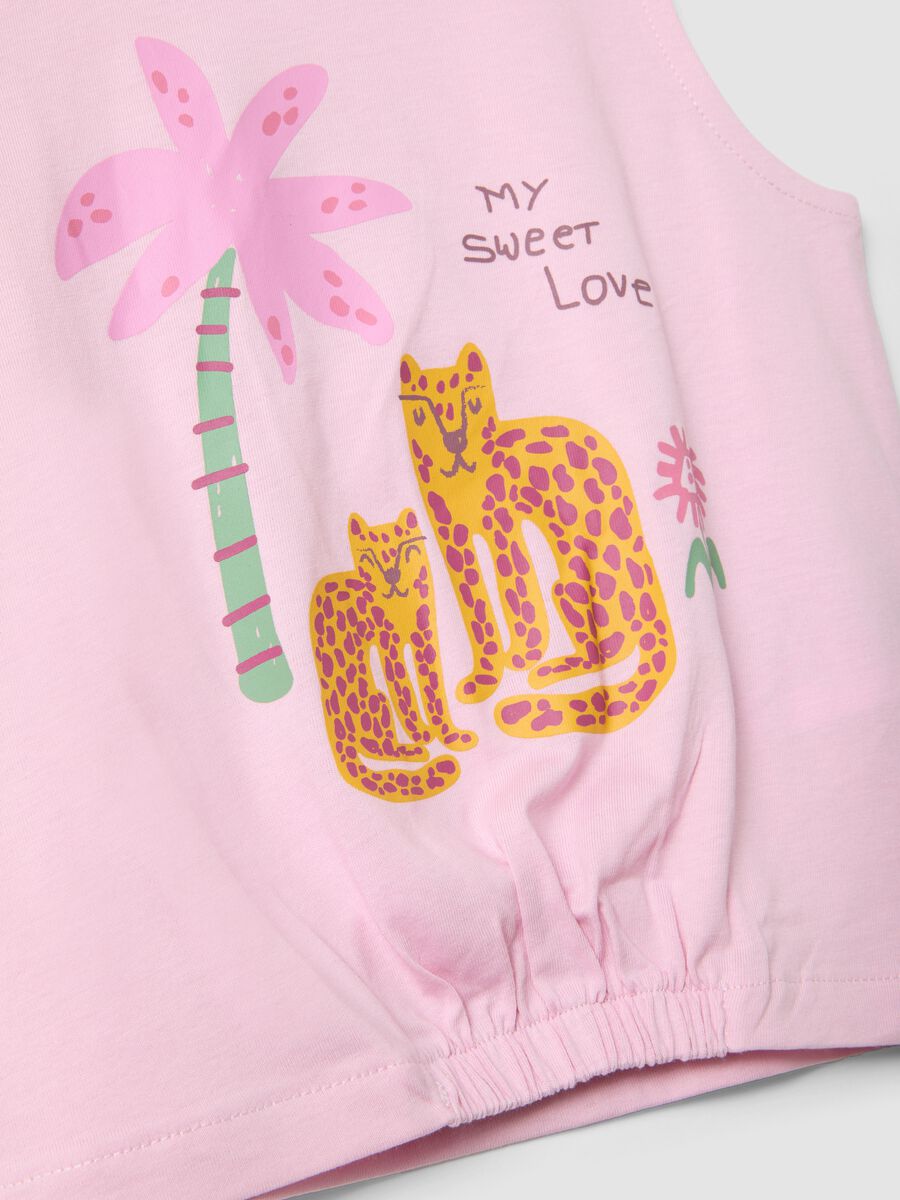 Pink and green pure cotton top and shorts set for baby girl_2