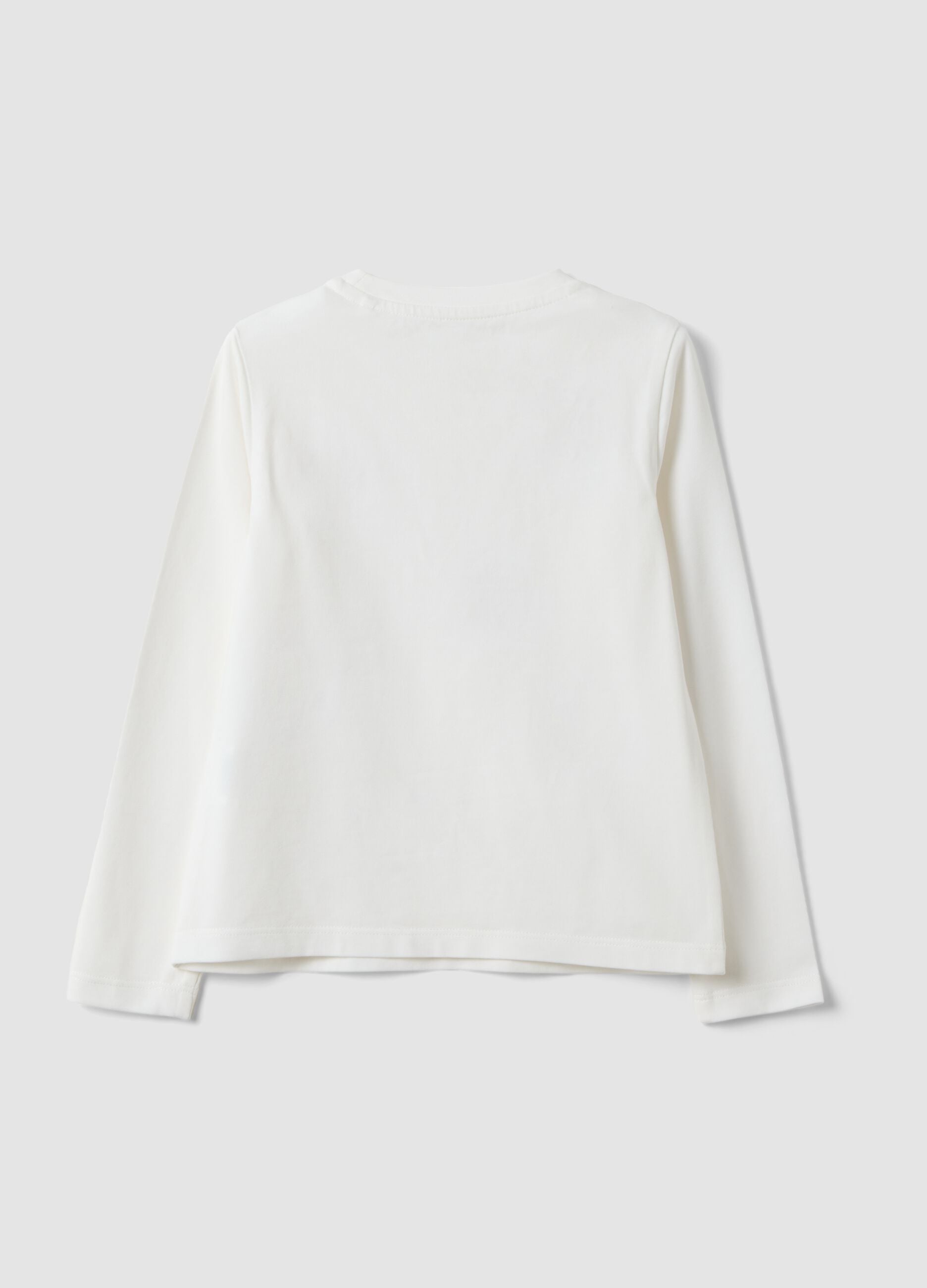 White stretch cotton crew-neck T-shirt
