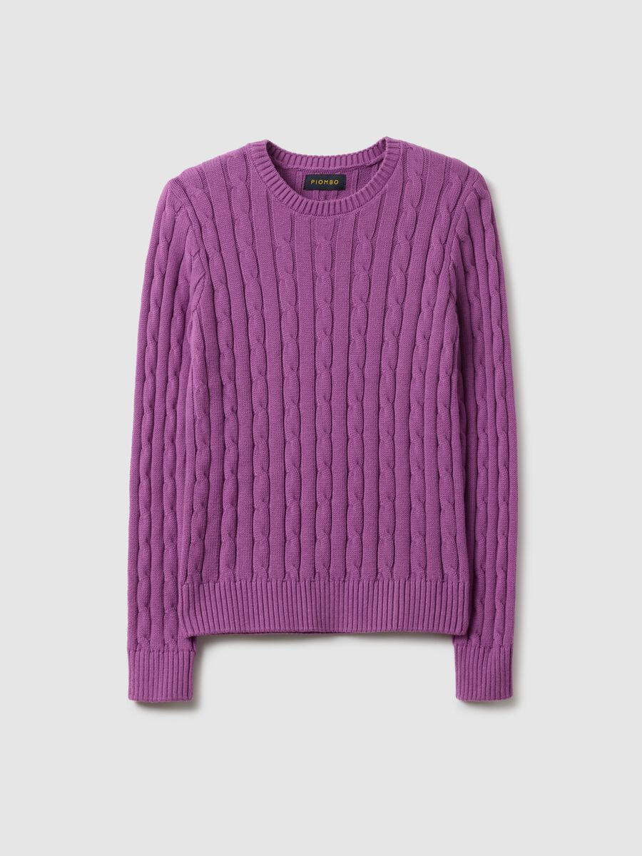 Purple pure cotton regular fit cable knit jumper_4