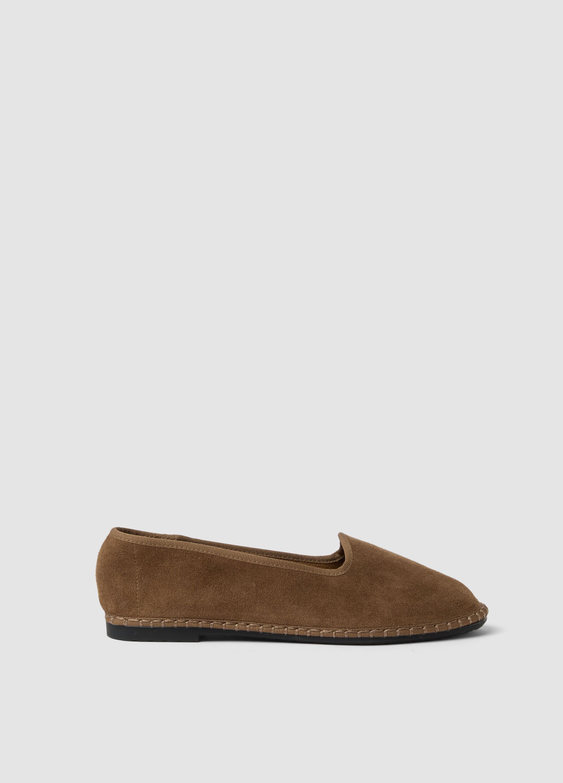 Brown genuine suede leather furlane
