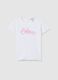 White ribbed T-shirt with glitter print_0