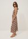 Brown checked pure viscose midi dress, regular fit_0