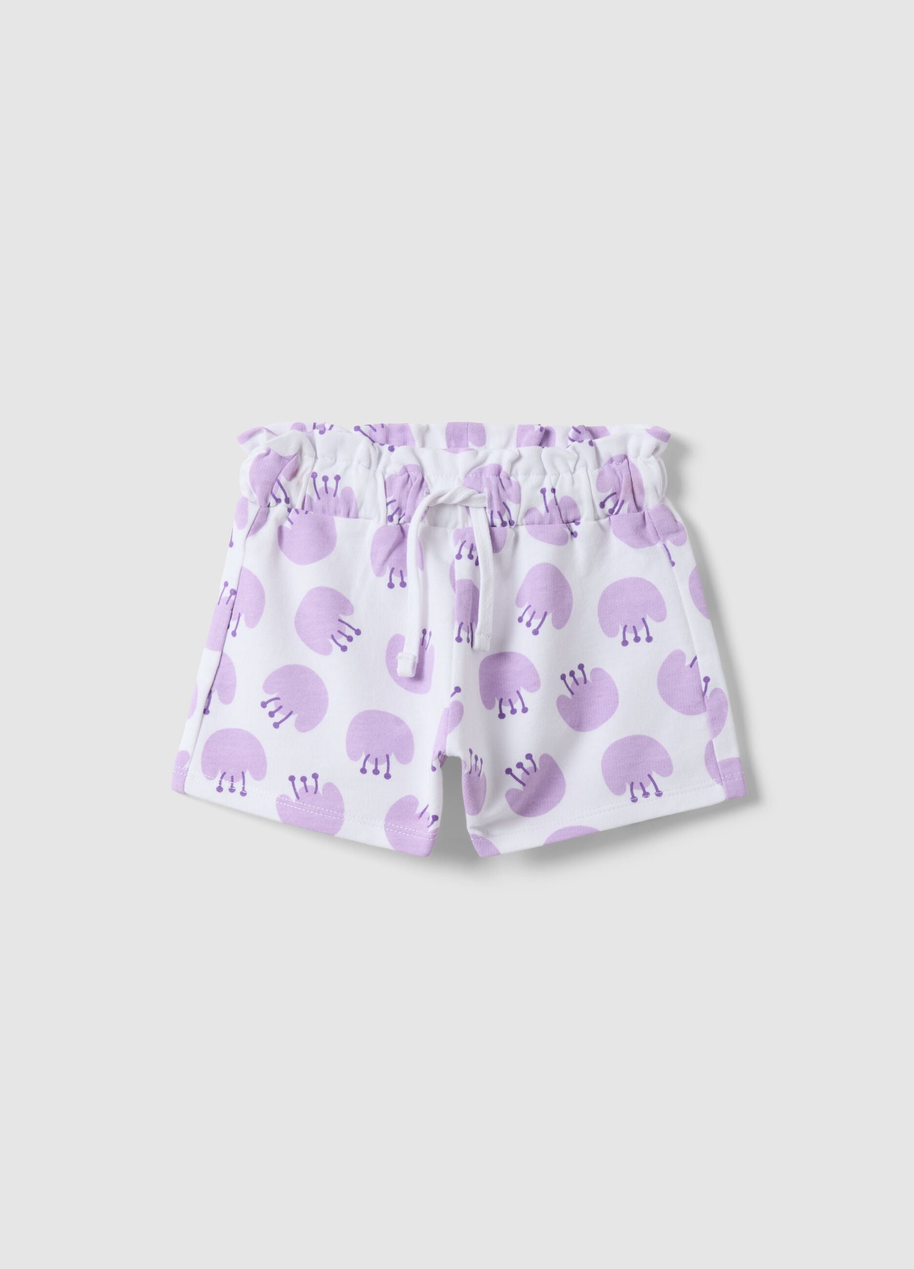 Short in puro cotone bianco da bimba regular fit con stampe
