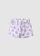 Short in puro cotone bianco da bimba regular fit con stampe_0