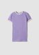Purple fitted stretch cotton T-shirt with contrast trims_0