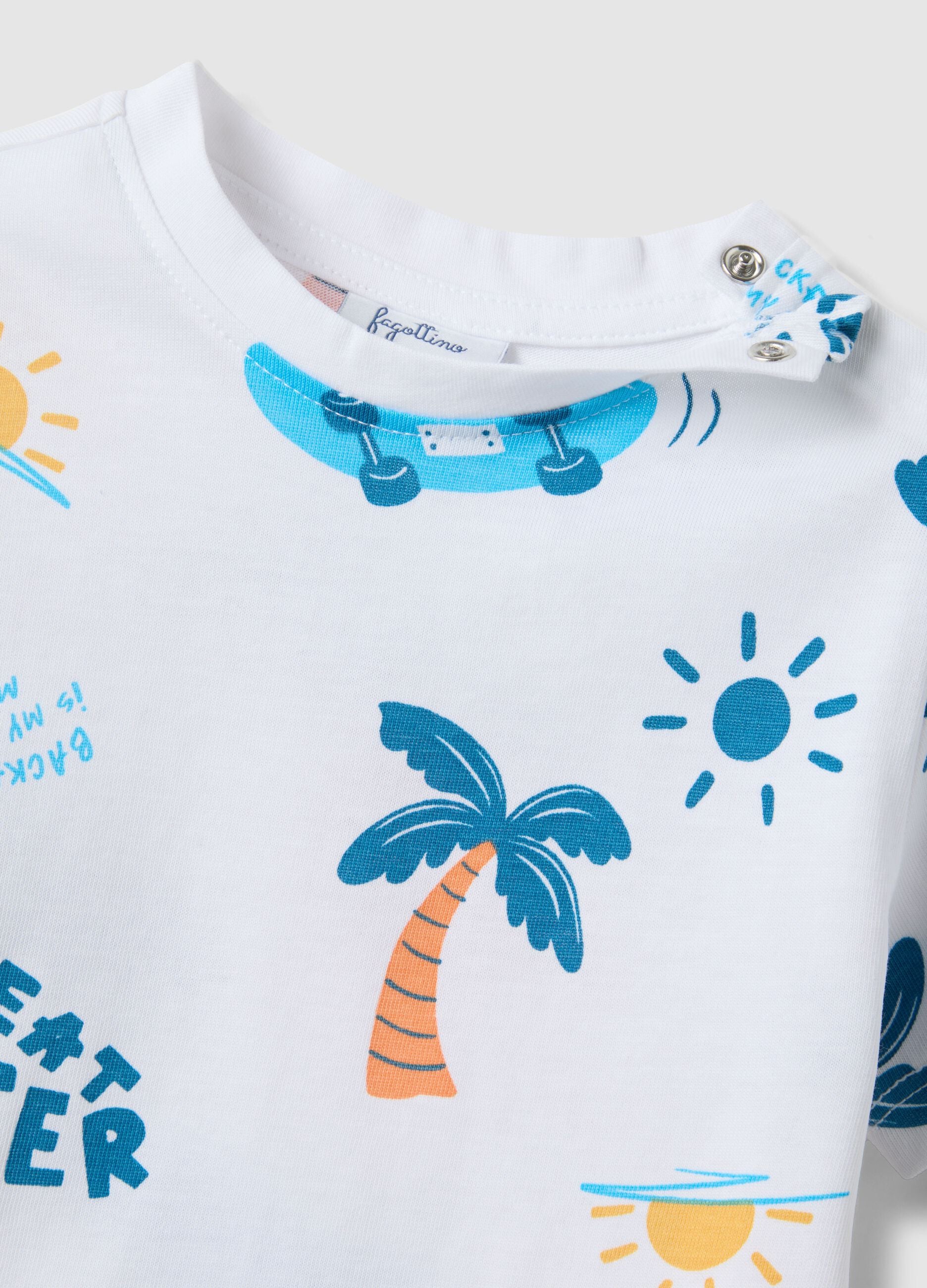 Multicolor pure cotton children's regular fit t-shirt with prints