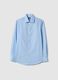 Blue cotton blend regular fit shirt_4