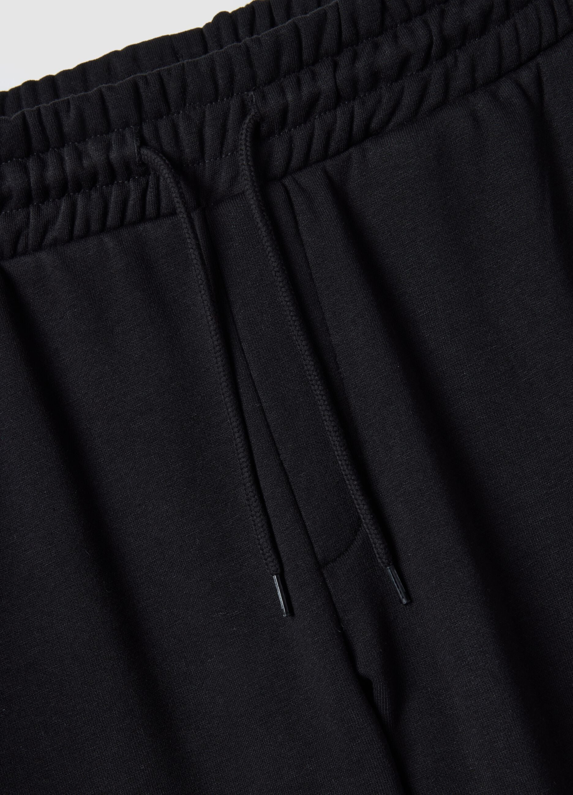 Black cotton blend regular fit jogger trousers