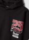 Black cotton-blend tracksuit with hood and sporty prints for boys_1