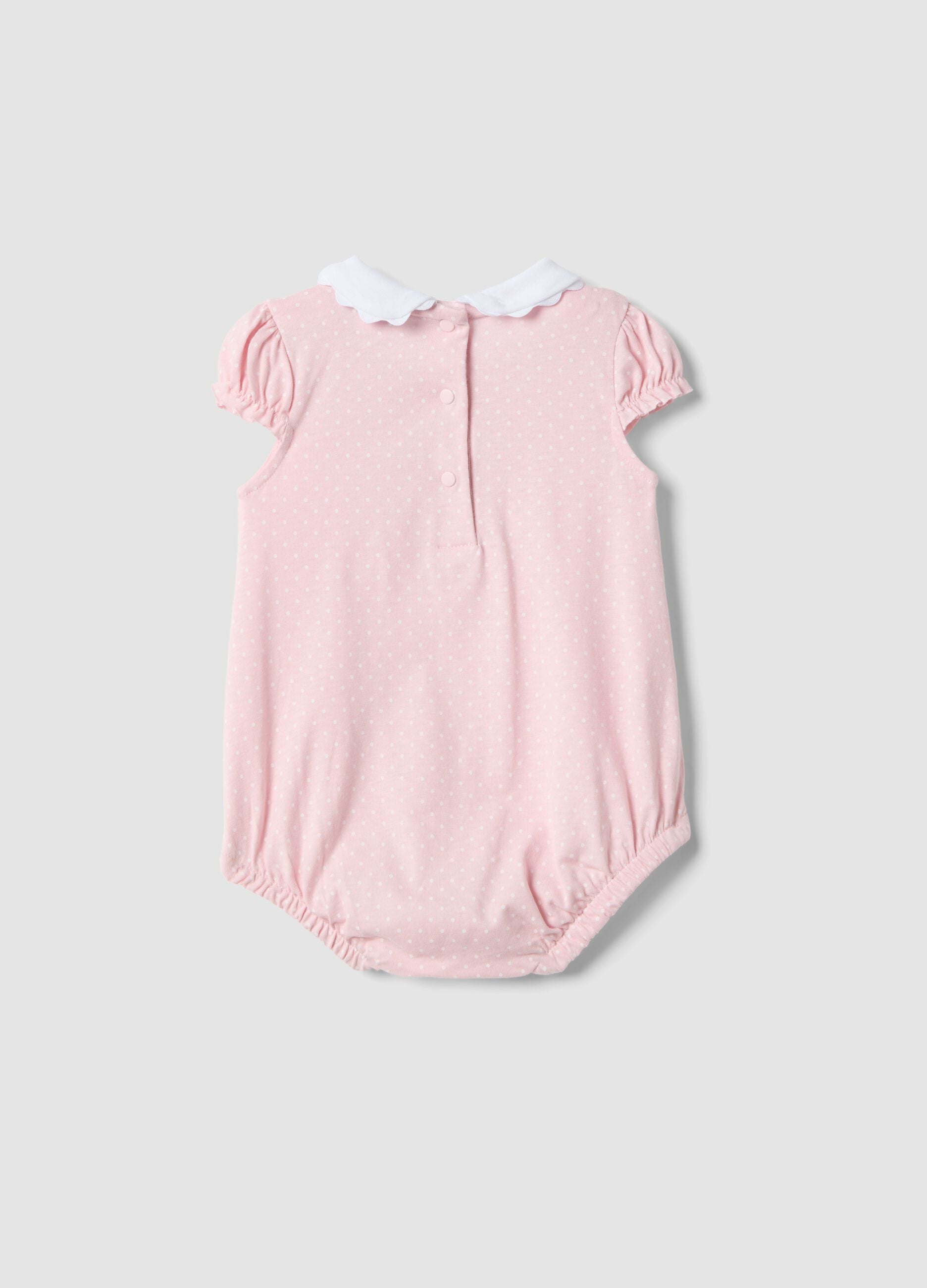 Short-sleeve pink bodysuit in organic cotton