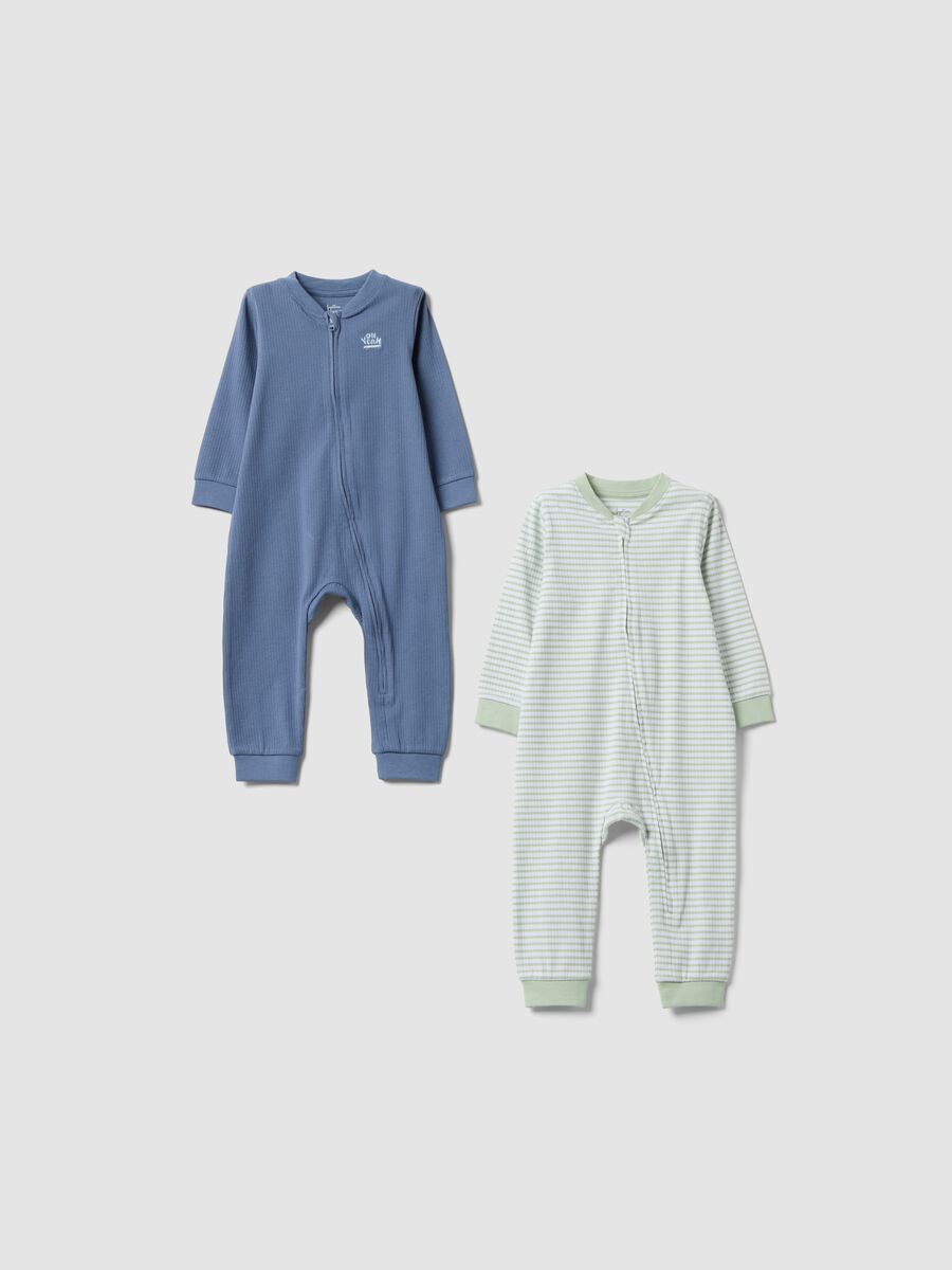 2-pack of multicolour organic stretch cotton sleepsuits for baby_0