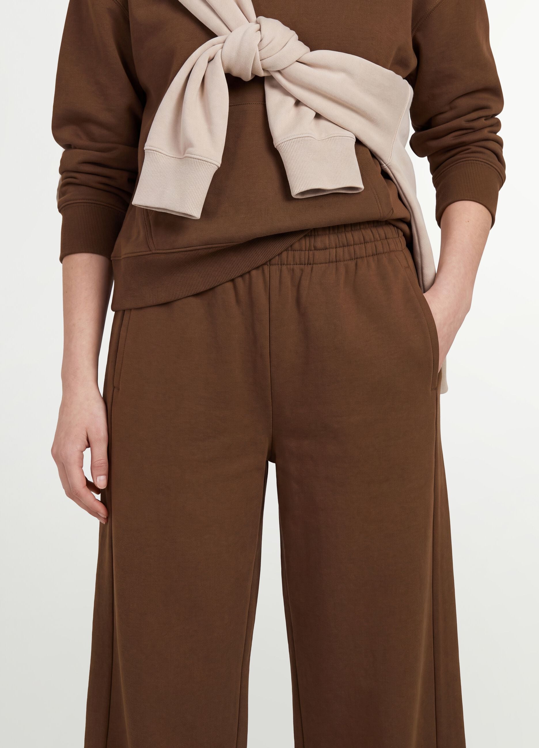 Brown cotton-blend straight-fit joggers
