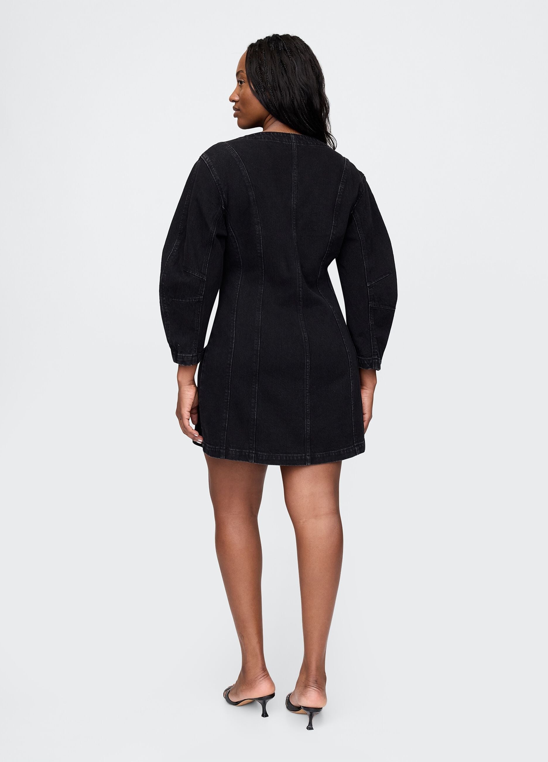 Black Denim Dress with Buttons Gap