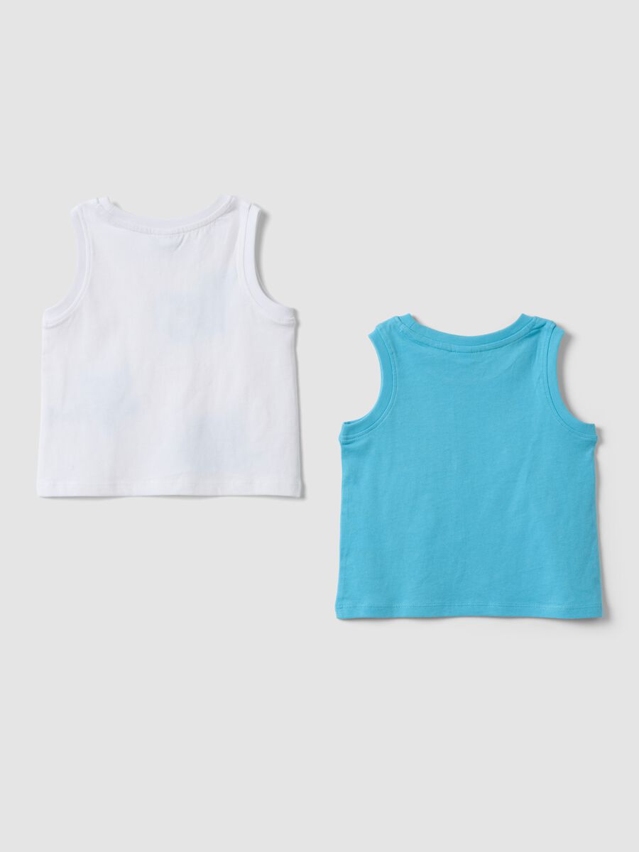 Bipack di tank top azzurri in puro cotone_1