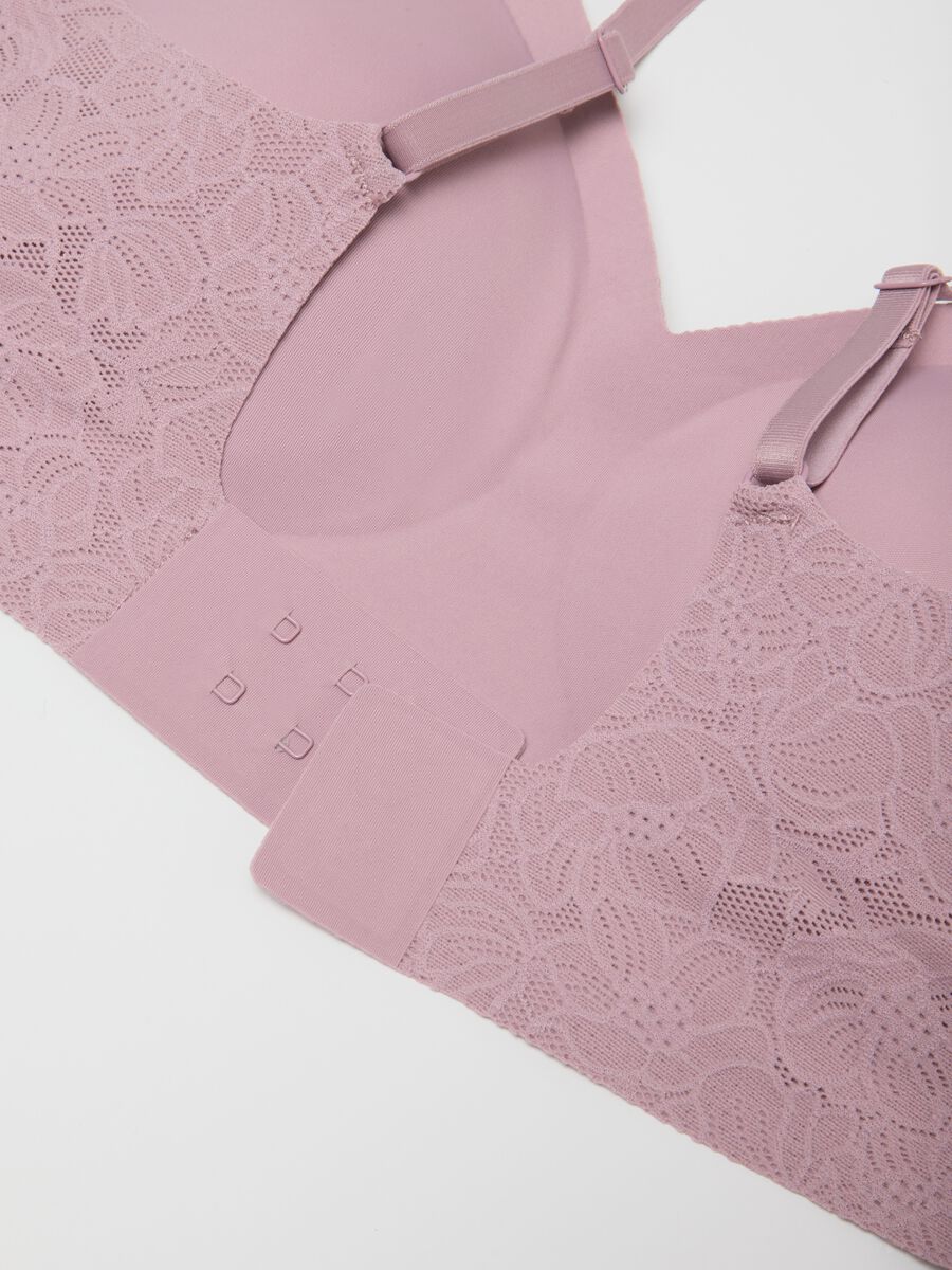 Reggiseno in pizzo rosa con imbottitura removibile_5