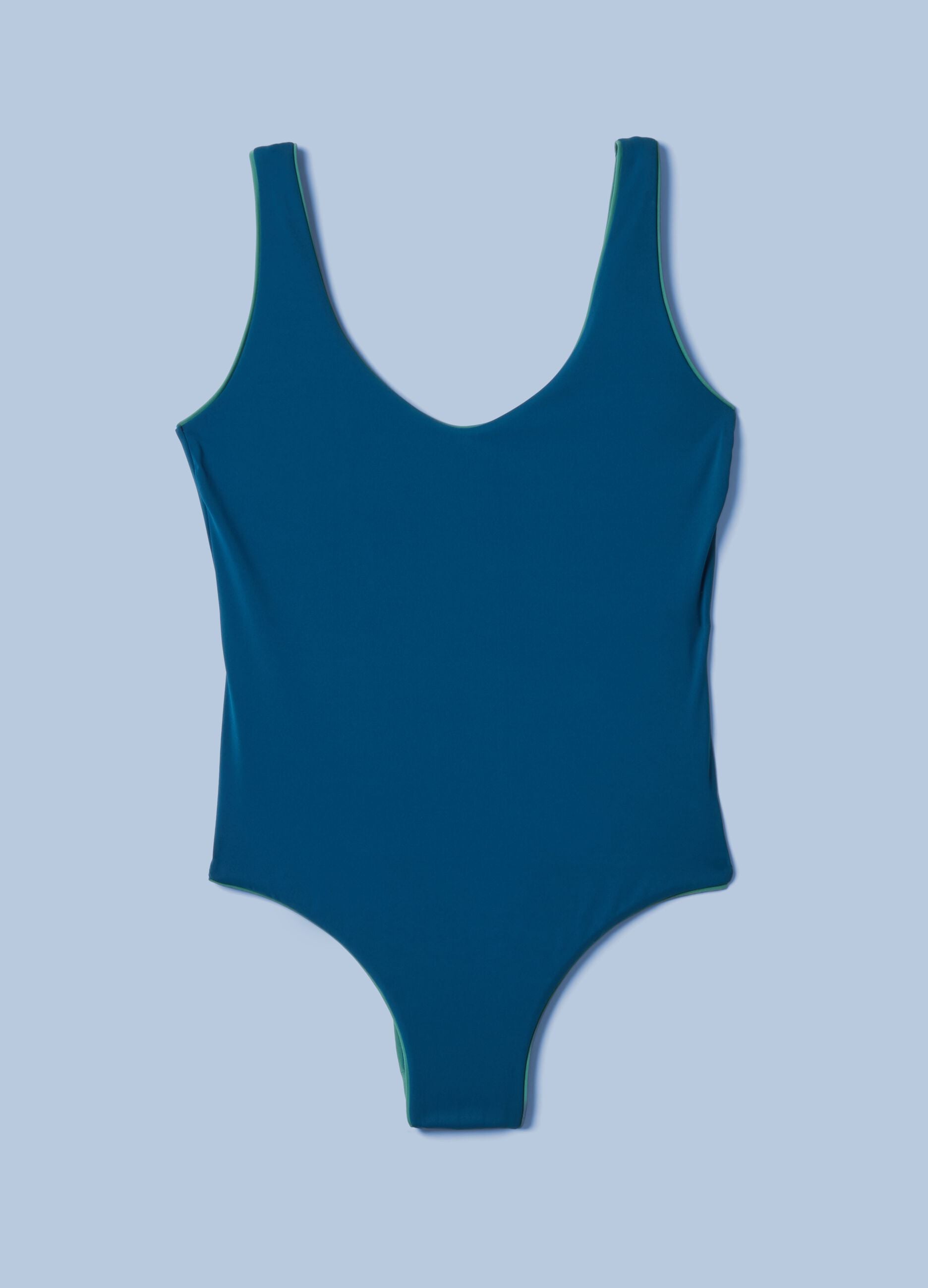 Blue stretch fabric swimsuit