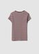 Brown pure cotton crew-neck striped T-shirt_2