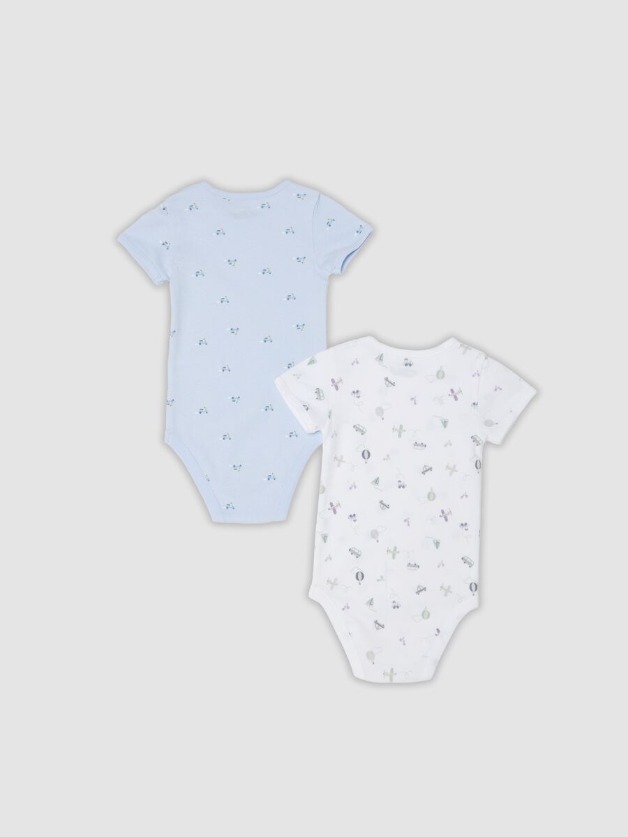 Bipack di body azzurri e bianchi in cotone organico per neonati e bimbi_1