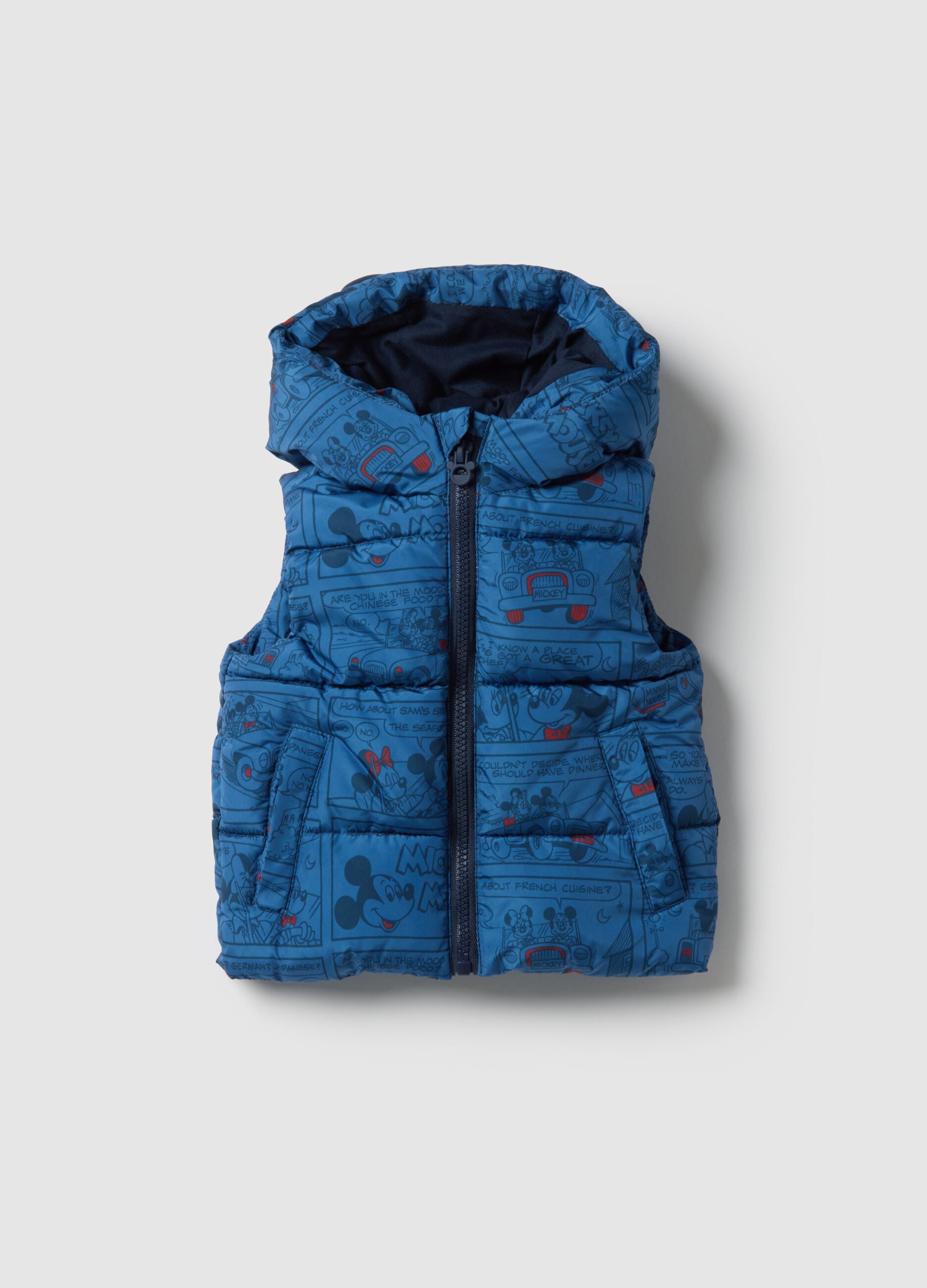 Regular fit blue mixed vest with hood for children