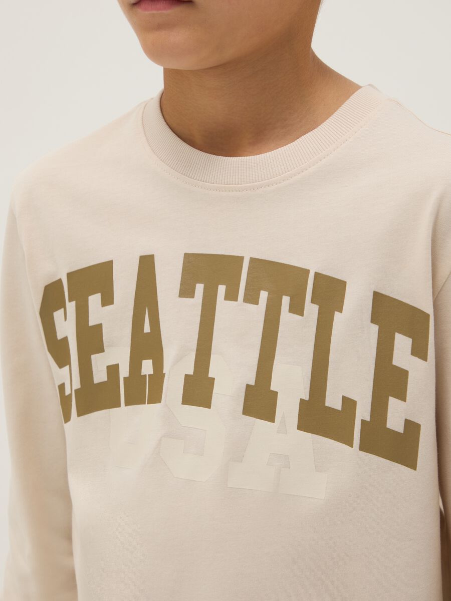 Maglia da ragazzo in puro cotone beige regular fit_2