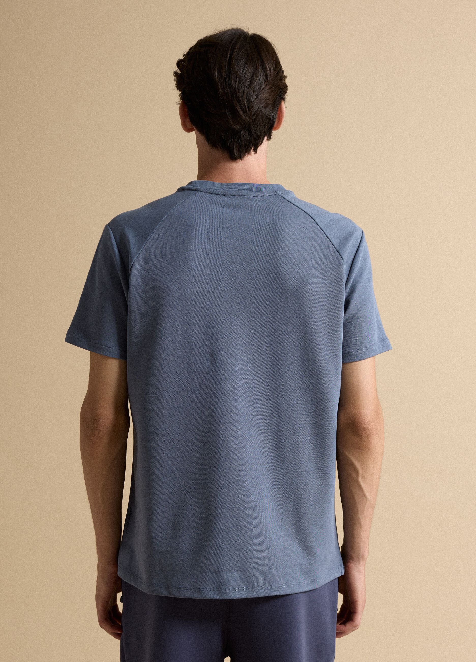 Grey breathable, quick-drying cotton-blend T-shirt