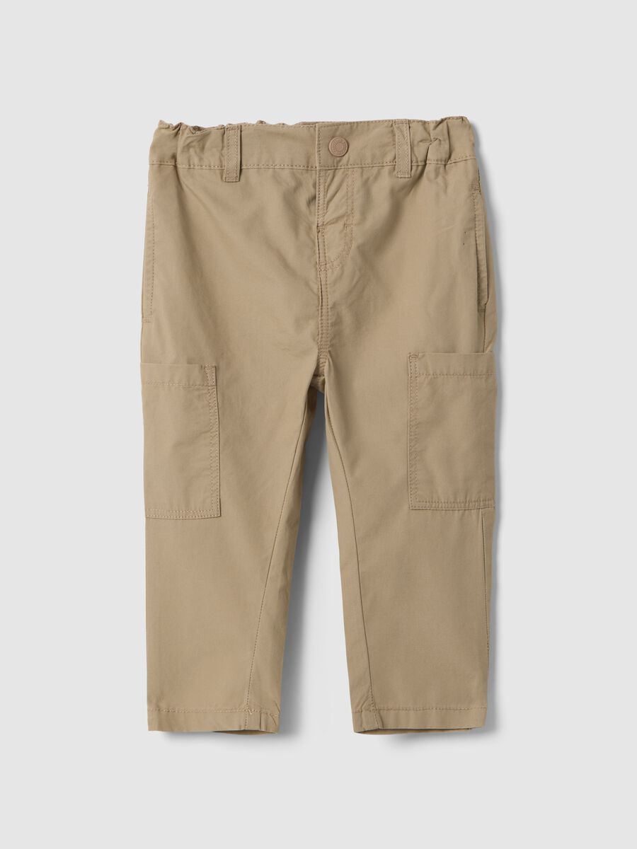 Pantaloni cargo in puro cotone beige da bimbo regular fit_0
