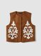Brown linen and lyocell-blend gilet with applied embroidery_5