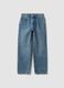 Blue denim straight-fit jeans in a cotton and viscose blend for girls_0