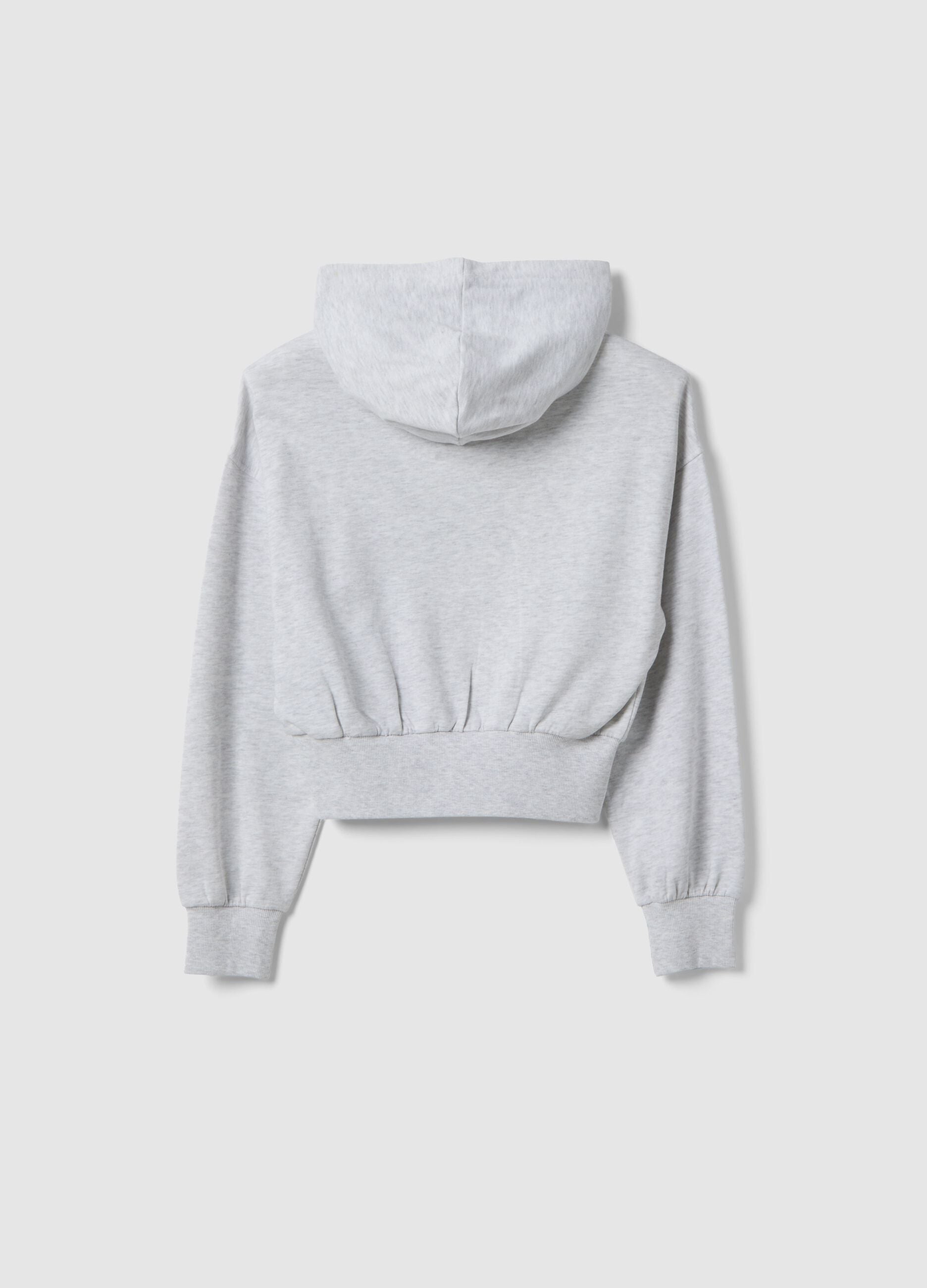 Grey pure cotton hoodie for girls with relaxed fit