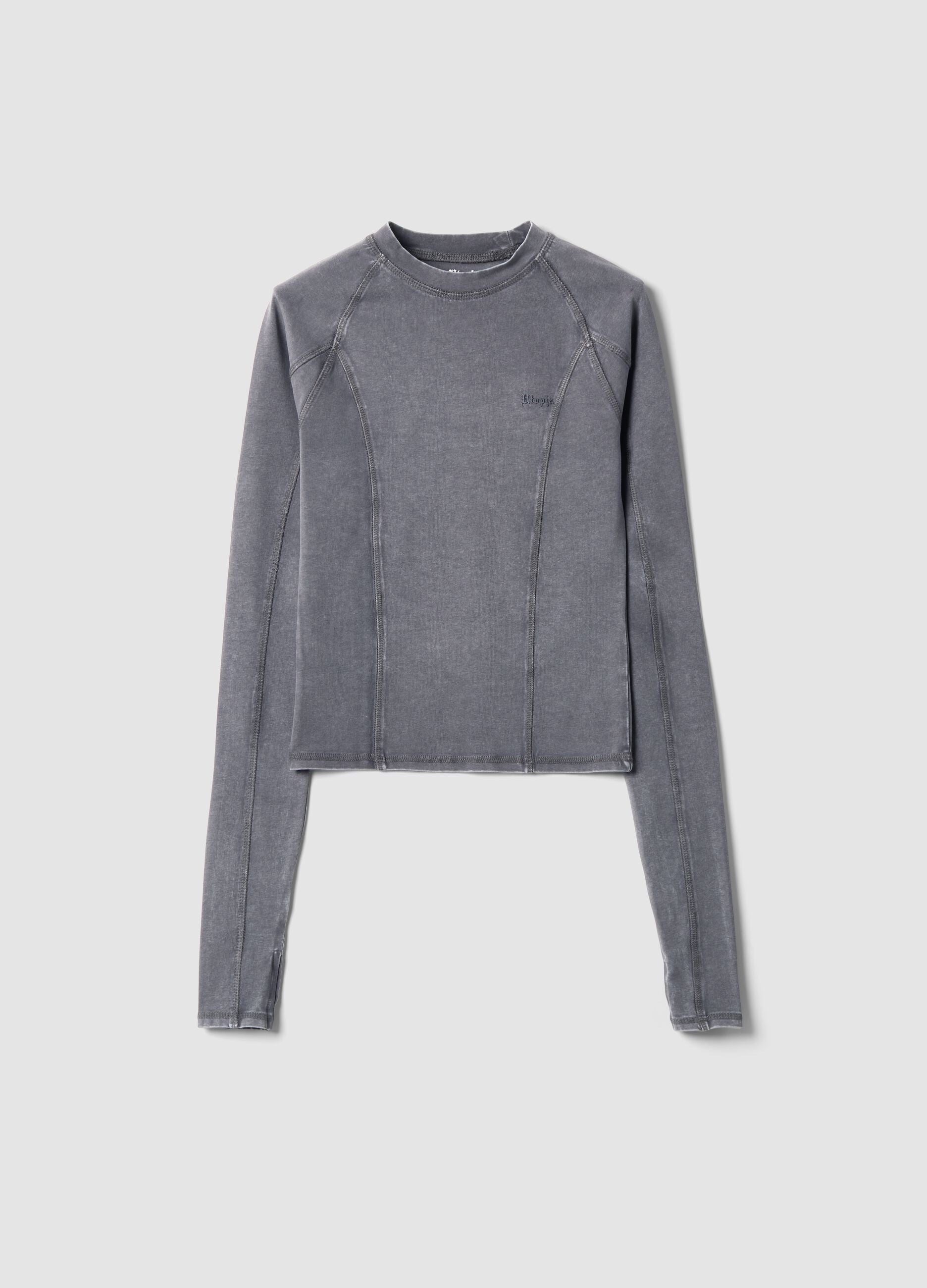 Seamed Long Sleeve Washed Grey