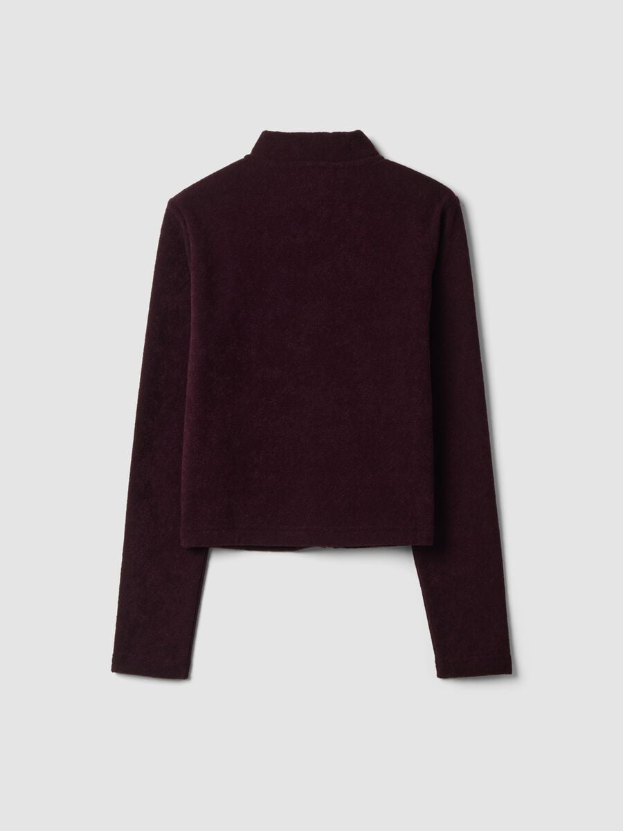 Maglia viola in misto viscosa fleece con girocollo e zip regular fit_2