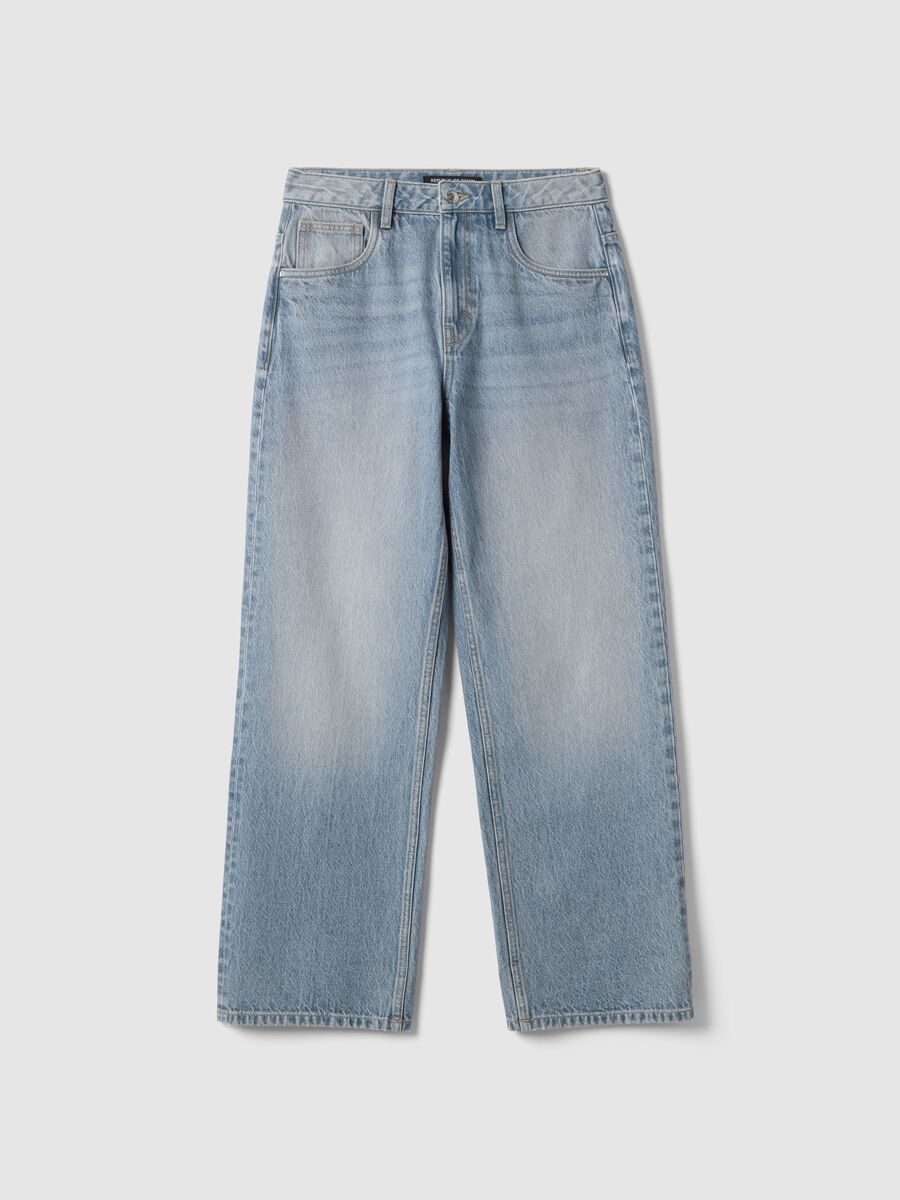 Jeans baggy in puro cotone lavaggio chiaro_4