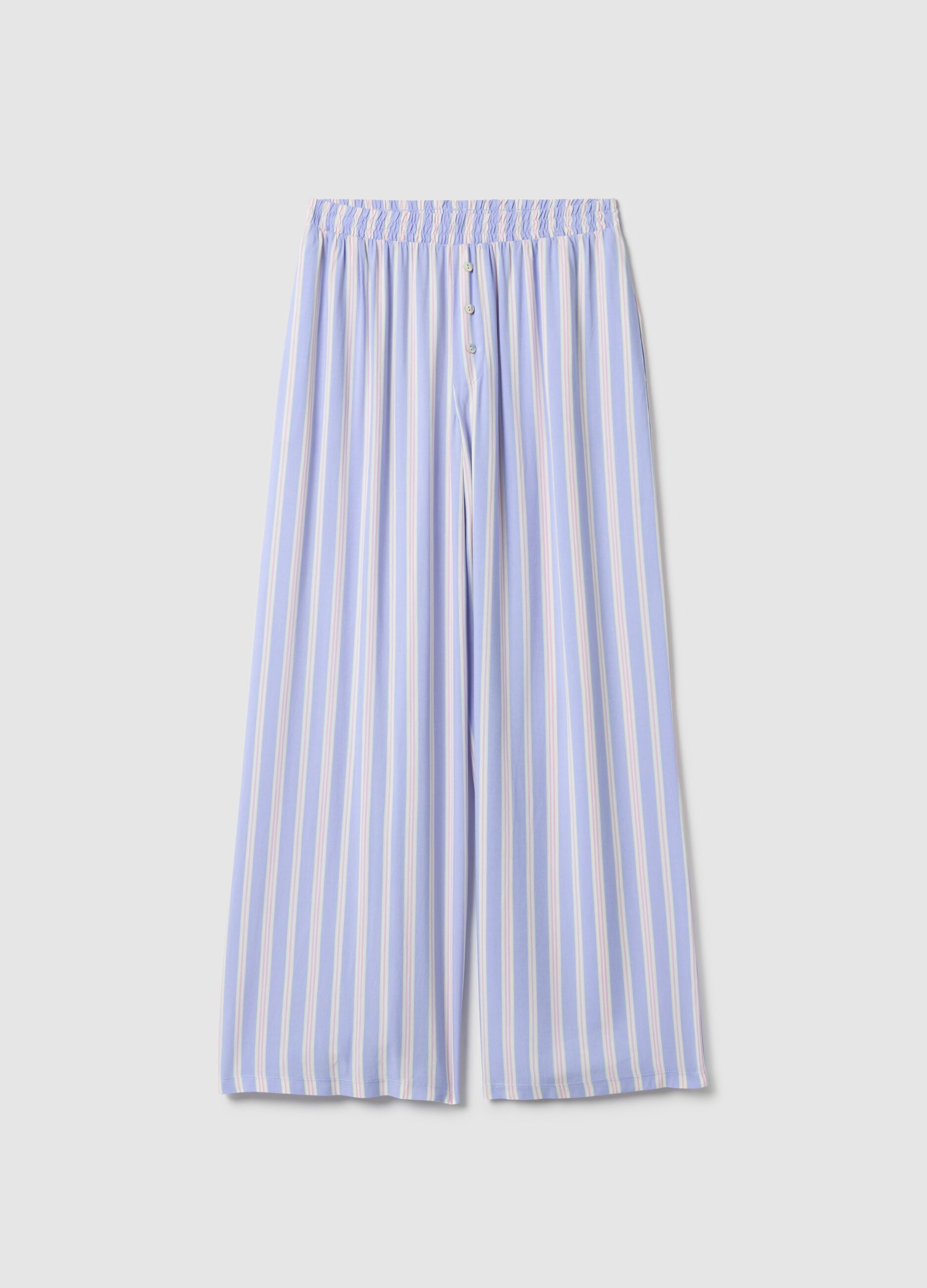 Regular fit multicolour striped trousers in pure viscose