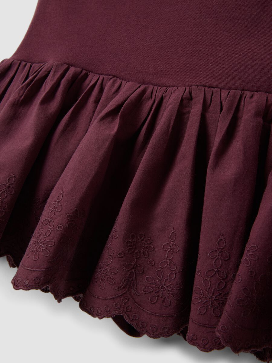 Purple pure cotton mini skirt with embroidered ruffle_5