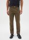 Brown cotton blend slim fit trousers_1