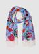 Light blue pure cotton scarf with floral print_0