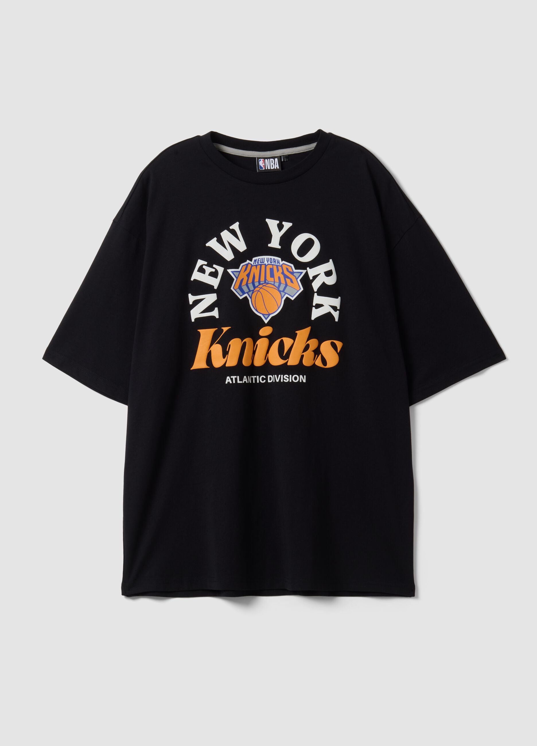 Black pure cotton T-shirt with New York Knicks print