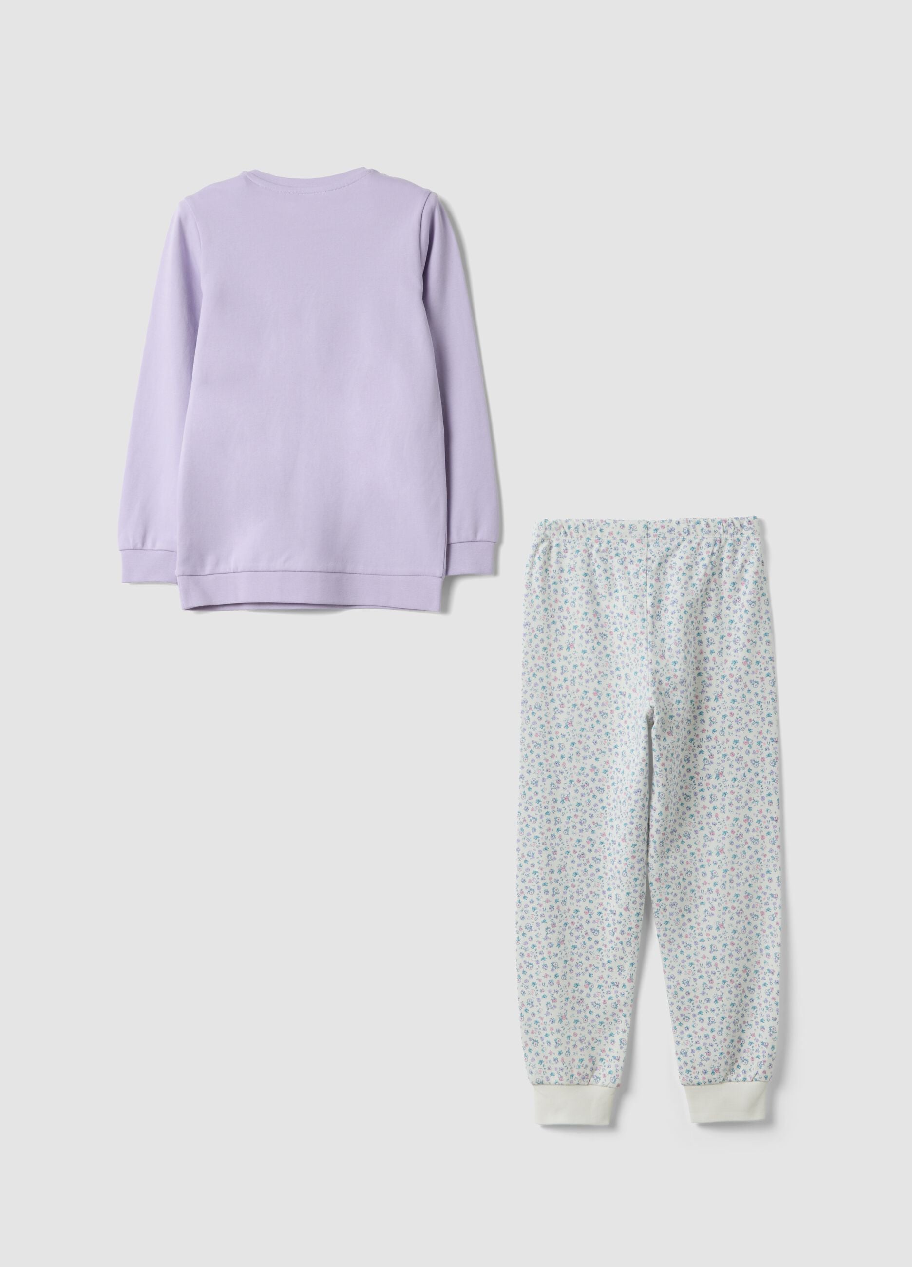 Purple pure organic cotton girls&rsquo; pyjamas with bunny print