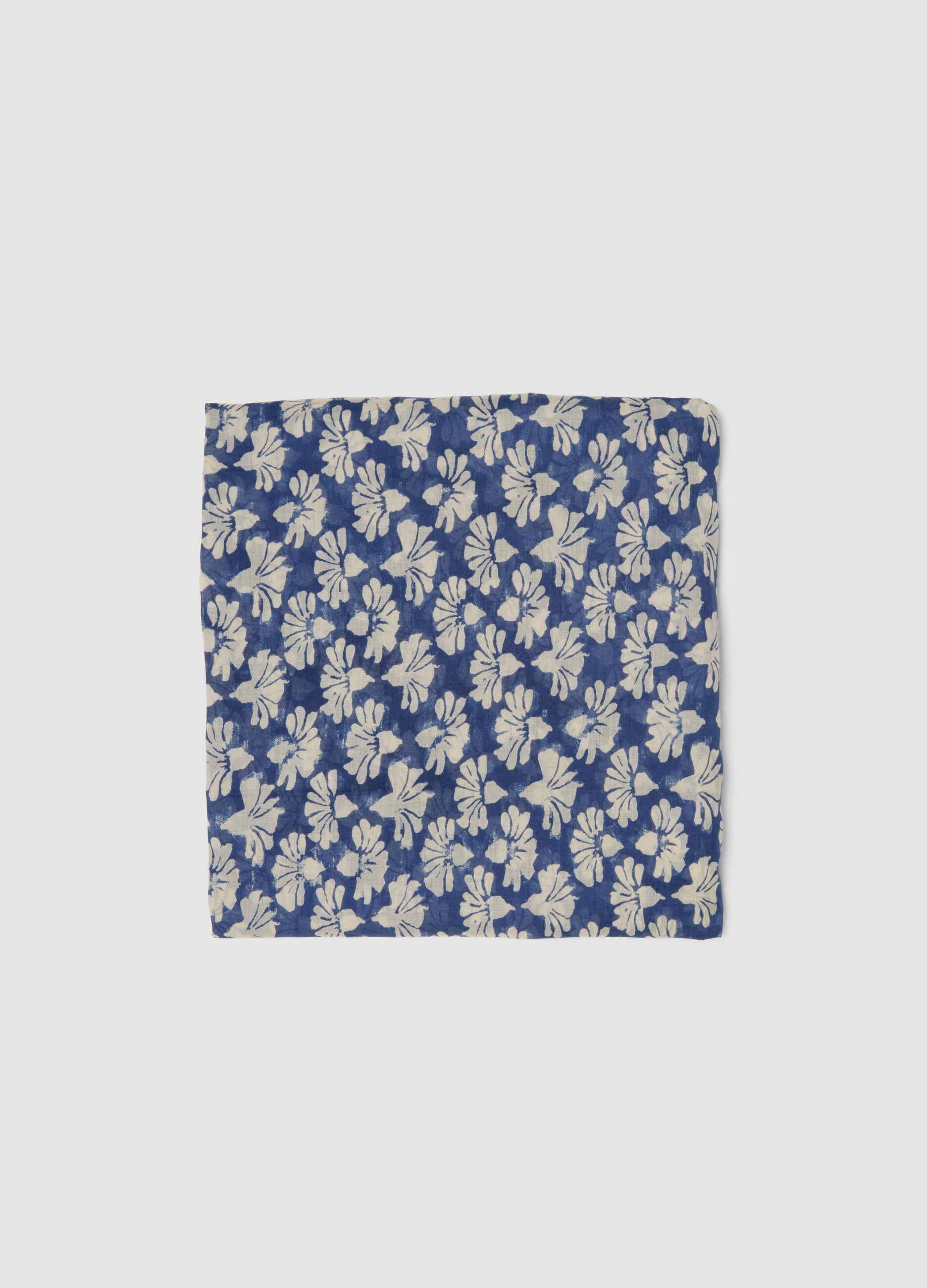 Blue pure cotton sarong with floral print