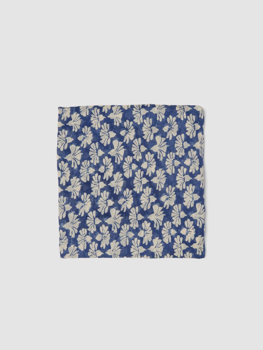 Sarong blu in puro cotone con stampa floreale_2