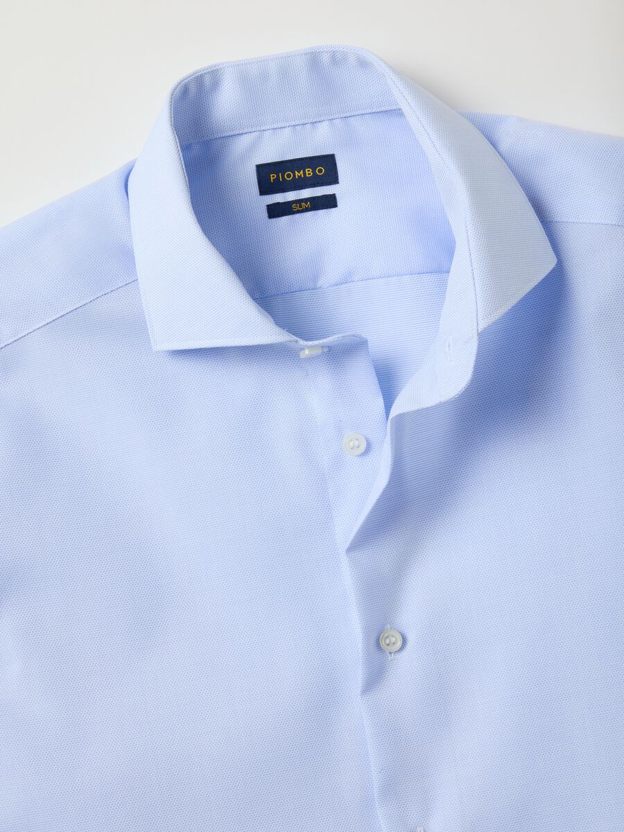 Camicia in puro cotone azzurra slim fit no iron_5