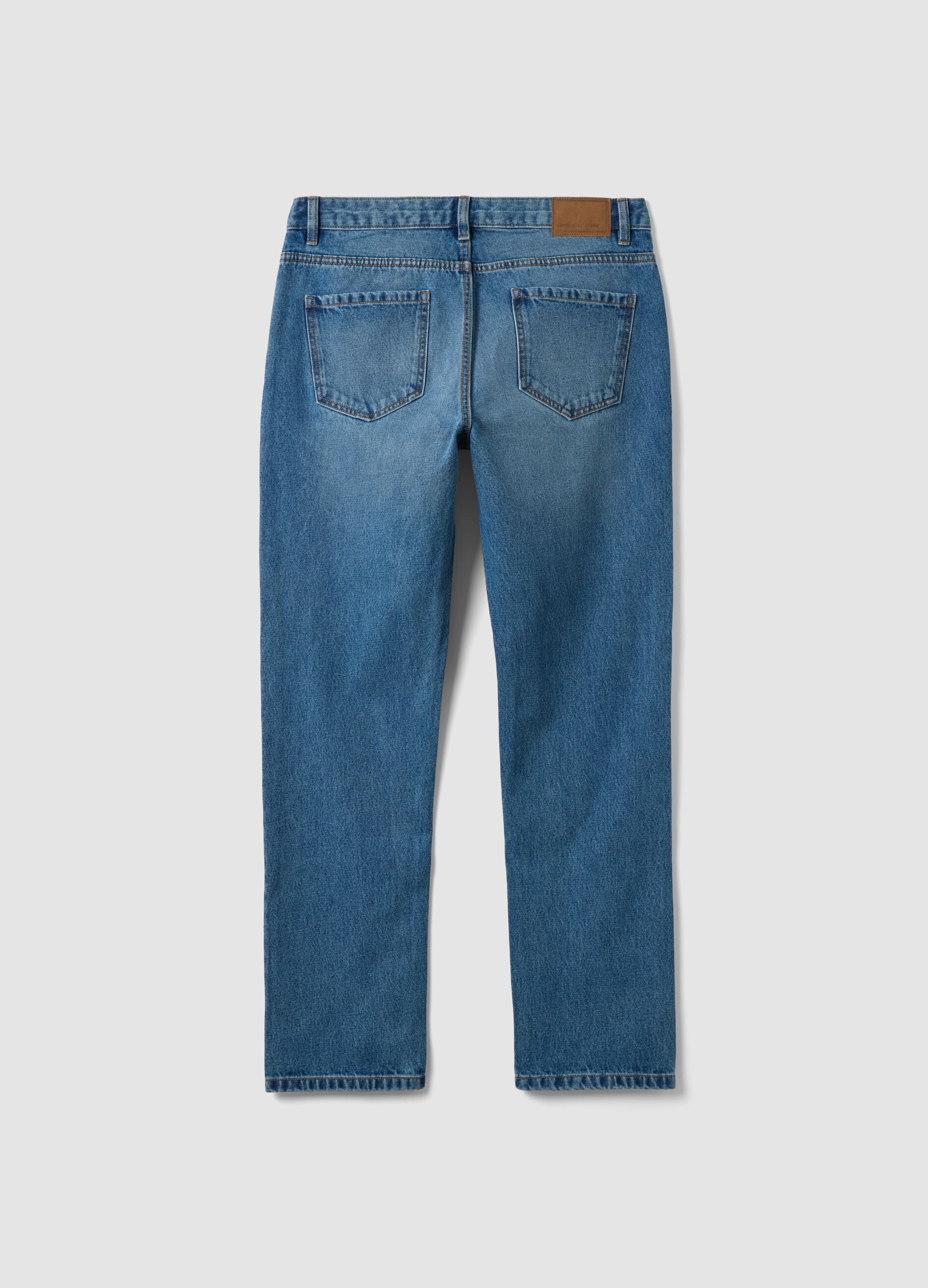 Blue denim jeans in pure cotton, regular fit