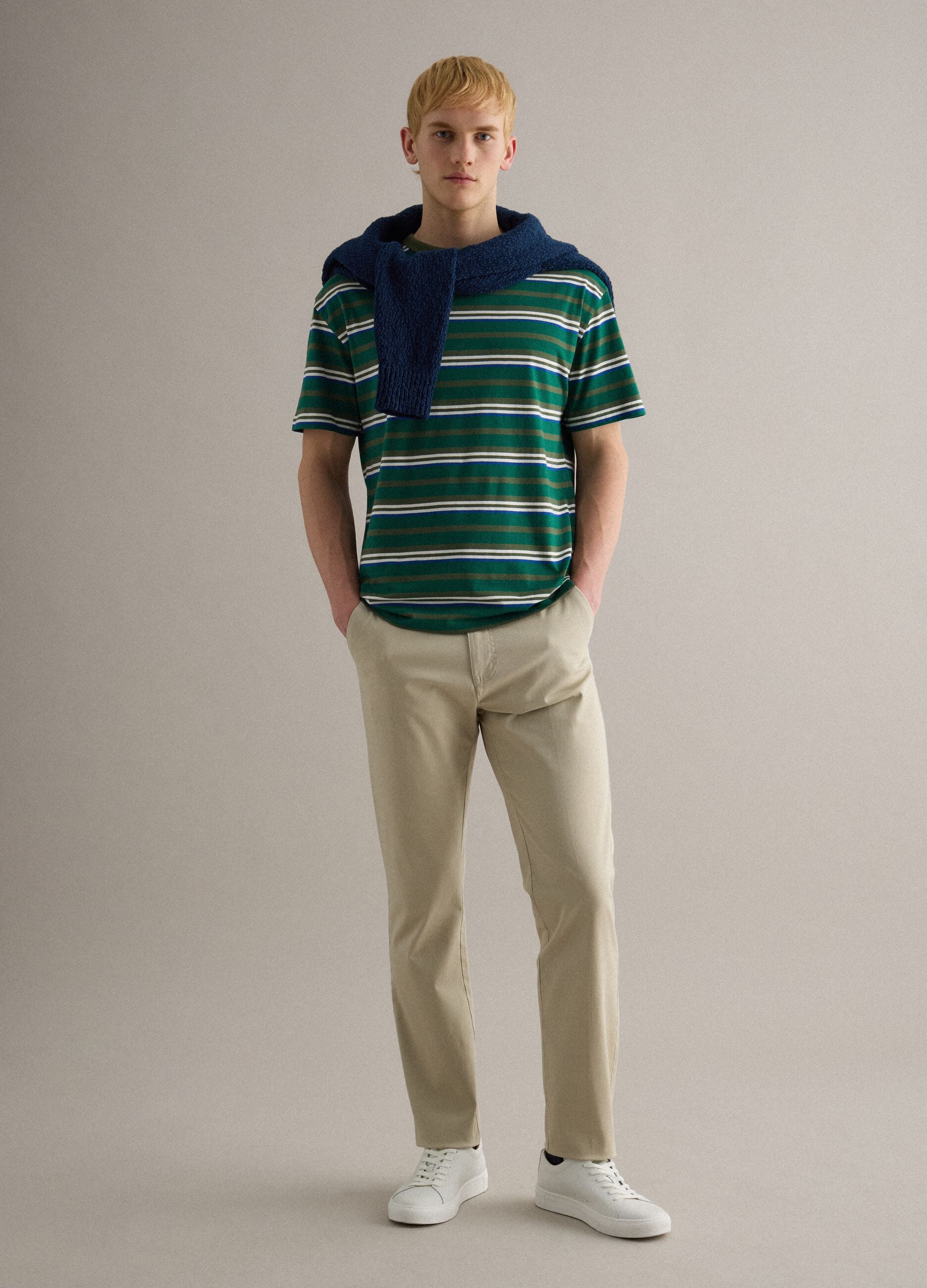 Pure Cotton Multicolour Striped T-shirt Regular Fit