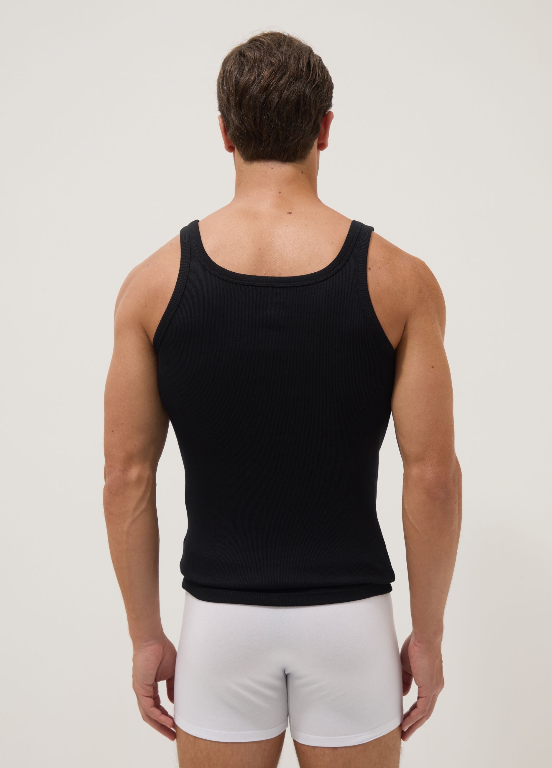 Pure black cotton tank top regular fit