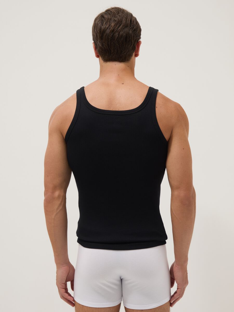 Pure black cotton tank top regular fit_2