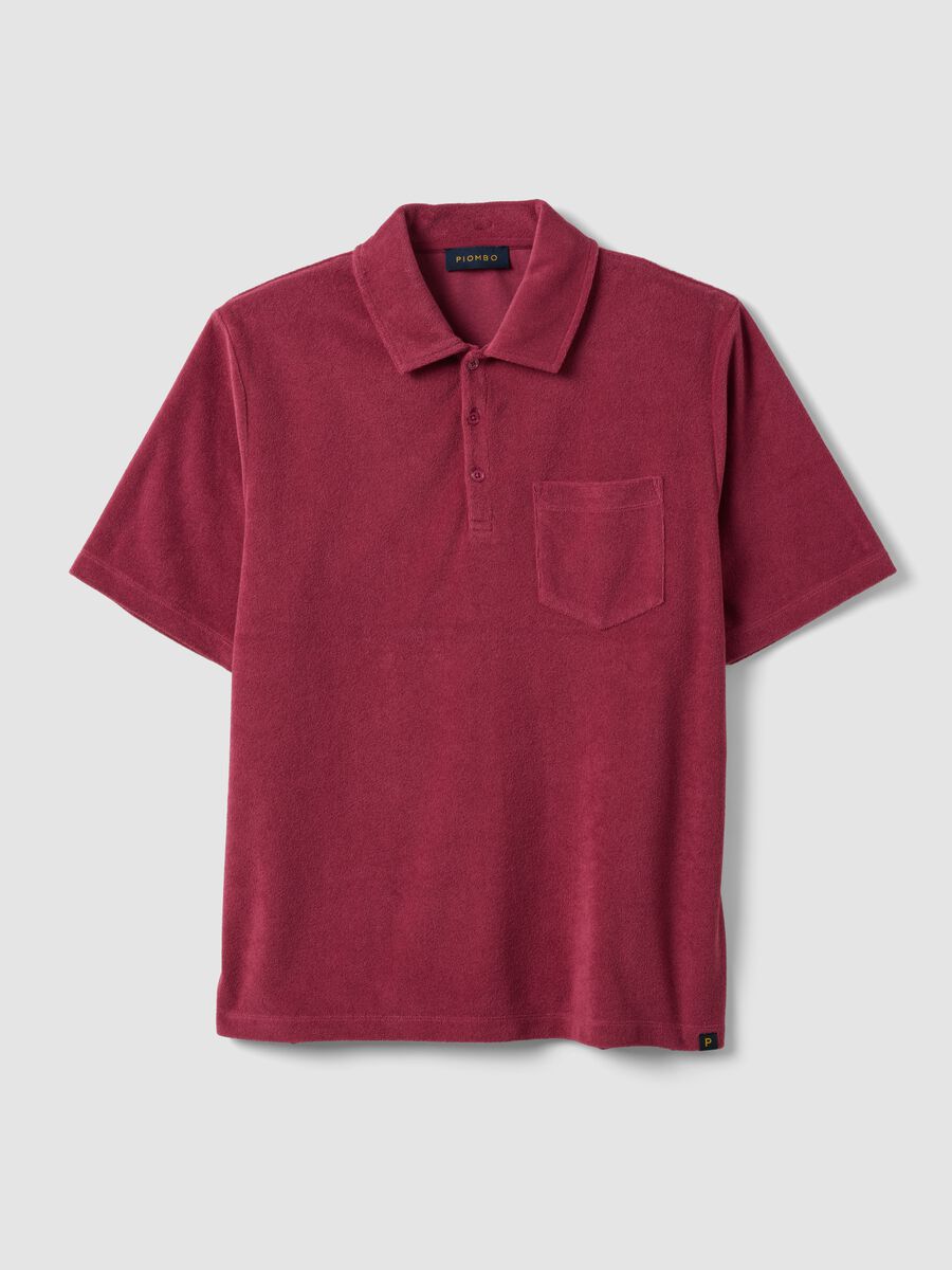 Red cotton-blend polo shirt_4