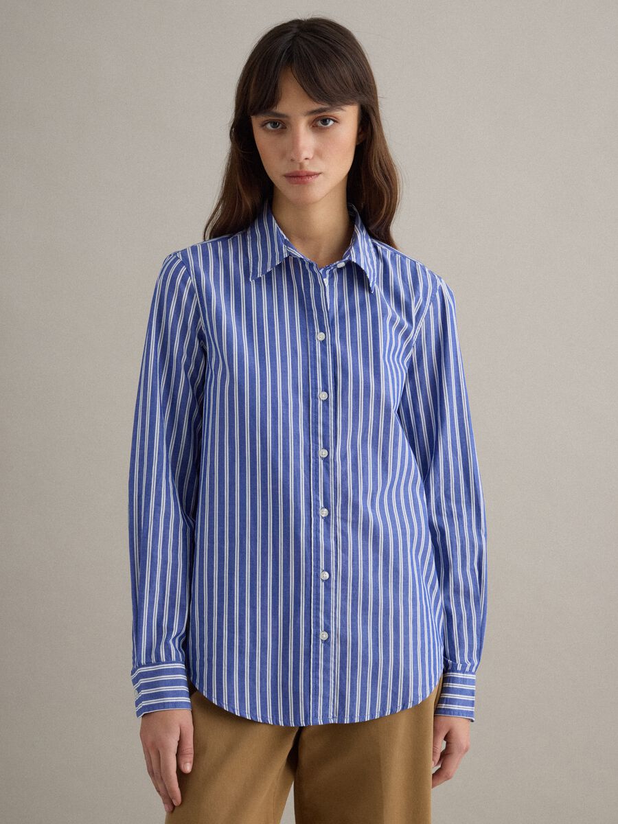 Multicoloured striped pure cotton shirt, regular fit_0